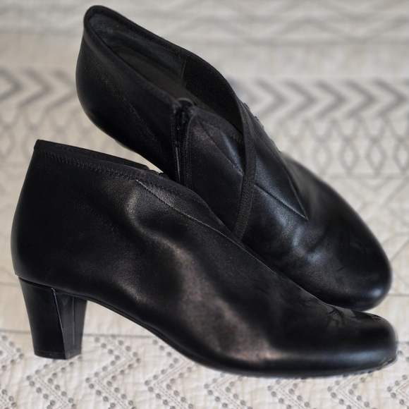 David Tate Aruba Black Leather Ankle Booties Size 11 - Picture 2 of 8